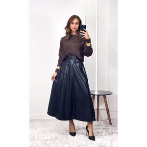 Blusa Curta Tricô Modal Eloá - Marrom Escuro