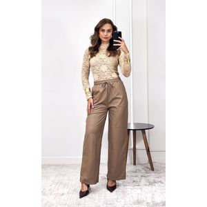 Calça Courino Reta - Chocolate