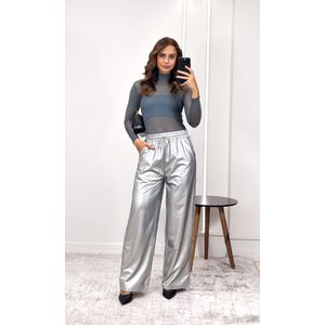 Calça Courino Reta - Prata