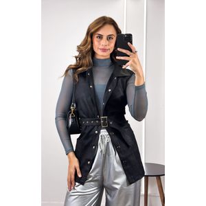 Calça Courino Reta - Prata