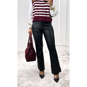 Conjunto Camisa e Colete Listrado - Marsala/Branco