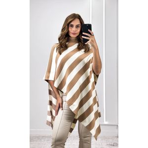 Blusa Tricô Assimétrica Listrada - Off/Bege
