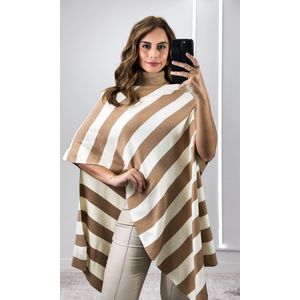 Blusa Tricô Assimétrica Listrada - Off/Bege