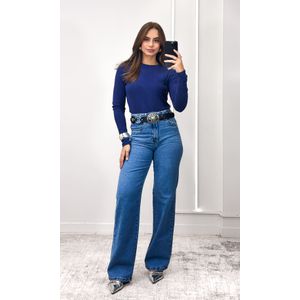 Blusa Cacharrel Manga Longa - Azul Escuro