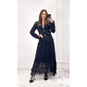 Saia Tule Em Camadas - Preto