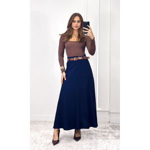 Body Poliamida Decote Quadrado Manga - Marrom