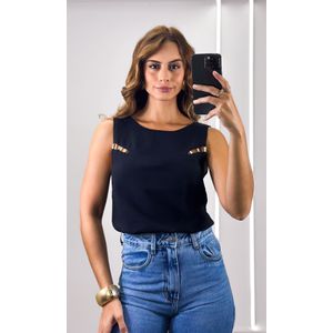 Blusa Cavada Recorte no Busto - Preto