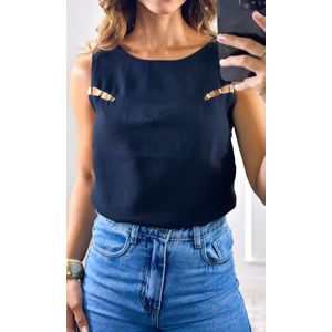 Blusa Cavada Recorte no Busto - Preto