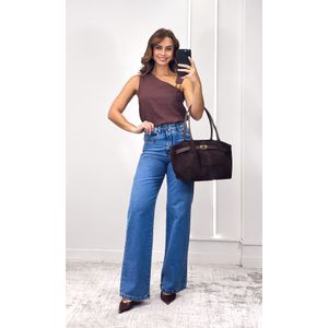 Blusa Cavada Fivela Assimétrica - Marrom