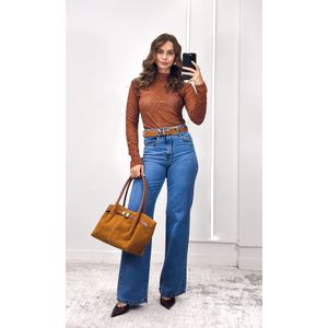 Blusa Rendada Gola Alta - Terracota