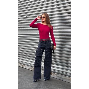 Calça Jeans Multi Cargo - Preto