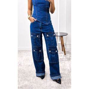 Calça Jeans Multi Cargo - Azul Médio