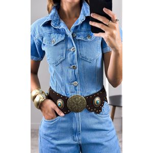 Macacão Jeans com Bolso - Azul Claro