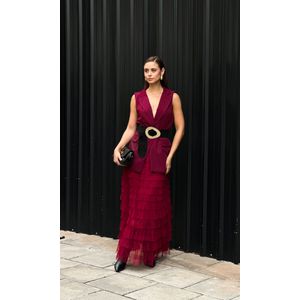 Maxi Colete Alfaiataria com Faixa - Marsala