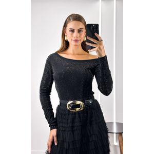 Body Assimétrico com Brilho - Preto