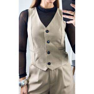 Conjunto Alfaiataria Colete e Short Mormo - Caqui