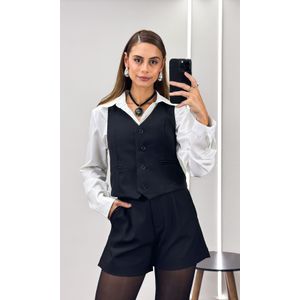 Conjunto Alfaiataria Colete e Short Mormo - Preto