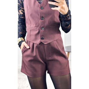Conjunto Alfaiataria Colete e Short Mormo - Marrom