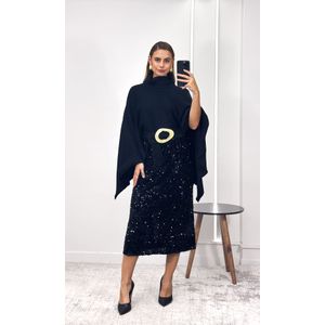Saia Midi Paetês - Preto