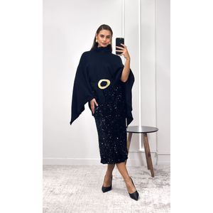 Saia Midi Paetês - Preto
