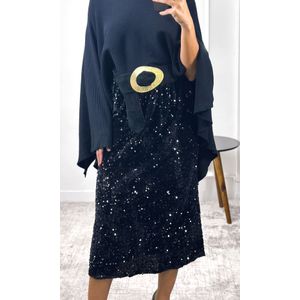 Saia Midi Paetês - Preto