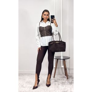 Corset Courino com Zíper - Marrom