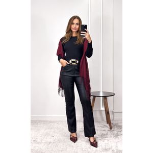 Blusa Canelada com Manga - Preto
