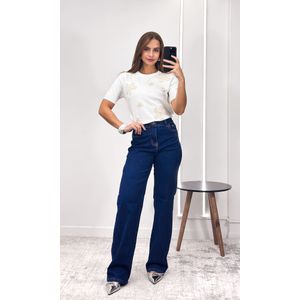 Blusa Tricô Modal Flores Crochê - Off