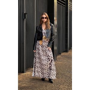 Vestido Longo Onça - Bege