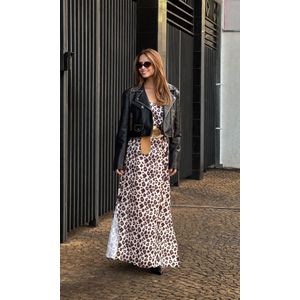 Vestido Longo Onça - Bege