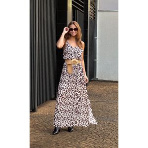 Vestido Longo Onça - Bege