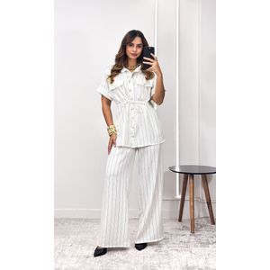 Conjunto Risca de Giz Parka e Calça - Branco