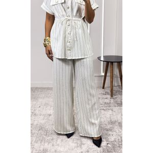 Conjunto Risca de Giz Parka e Calça - Branco
