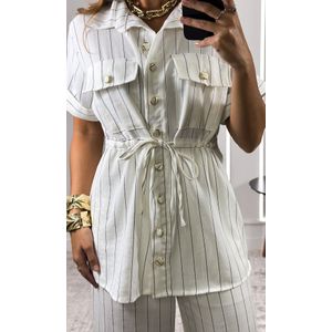Conjunto Risca de Giz Parka e Calça - Branco