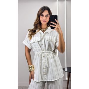 Conjunto Risca de Giz Parka e Calça - Branco