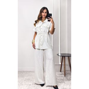 Conjunto Risca de Giz Parka e Calça - Branco