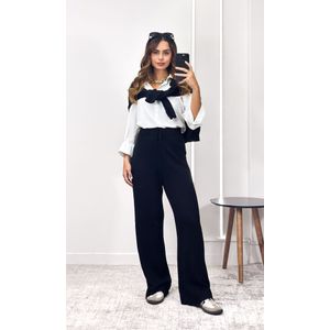 Conjunto Tricô Modal Blusa e Calça Elena - Preto