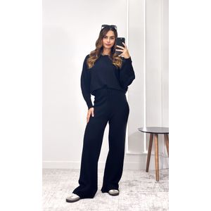 Conjunto Tricô Modal Blusa e Calça Elena - Preto