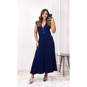Conjunto Alfaiataria Colete e Saia Plissada - Azul Marinho
