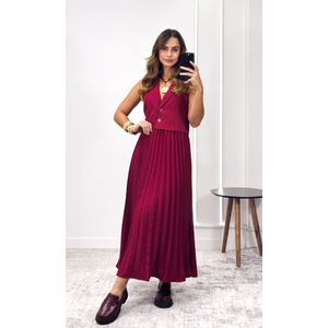 Conjunto Alfaiataria Colete e Saia Plissada - Marsala
