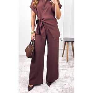 Conjunto Camisa Nó e Calça - Marrom
