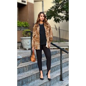 Maxi Camisa Suede Onça - Camel