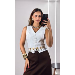 Colete Alfaiataria 4 Botões - Branco