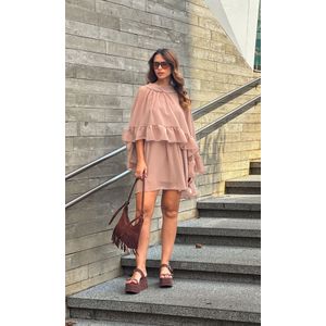 Vestido Curto Capa - Caqui