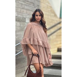 Vestido Curto Capa - Caqui