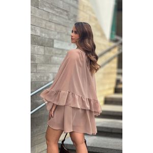 Vestido Curto Capa - Caqui