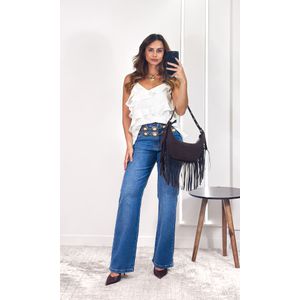 Regata Viscose com Babados e Alça - Branco