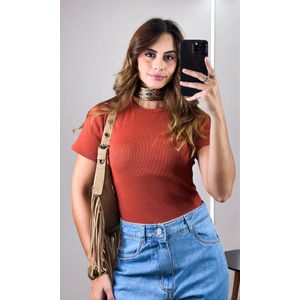 Blusa Canelada - Terra Cota