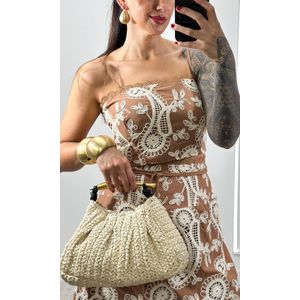 Conjunto Crochê Paisley Cropped e Saia - Marrom