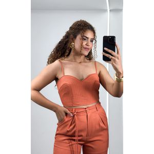 Conjunto Cropped e Calça Cenoura - Laranja